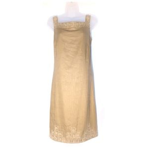 Jones New York Dress 100% Linen with beaded detail. Size 12